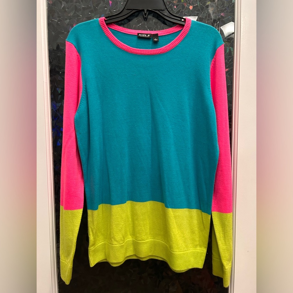 Allen B. by Allen Schwartz Teal and Pink Sweater (B8)
